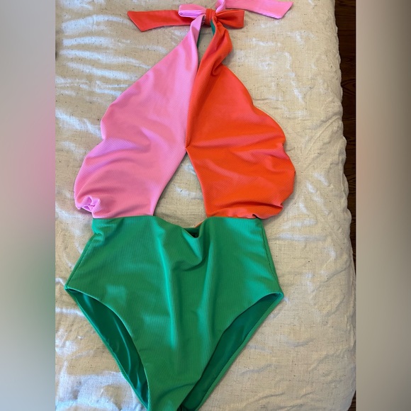 Beach Riot Jessica One Piece Coral Beach Colorblock - Picture 3 of 6